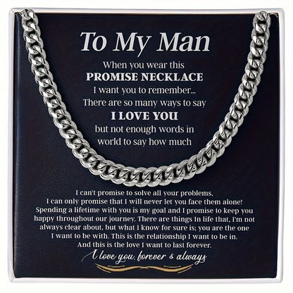 To My Man Cuban Chain Necklace Gifts for Him, Promise Necklace for Men Jewelry, Wedding Anniversary Necklace for Him, Boyfriend