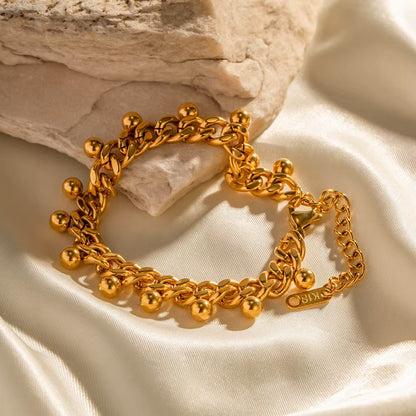 Cuban Chain Ball Bead Tassel Bracelet