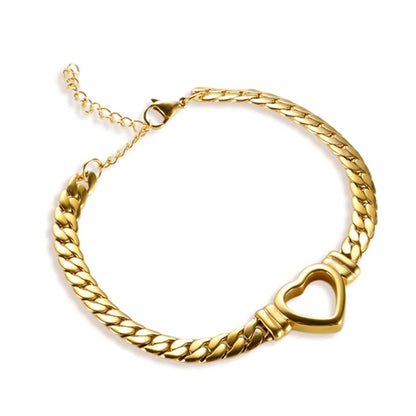 Cuban Chain Heart Bracelet