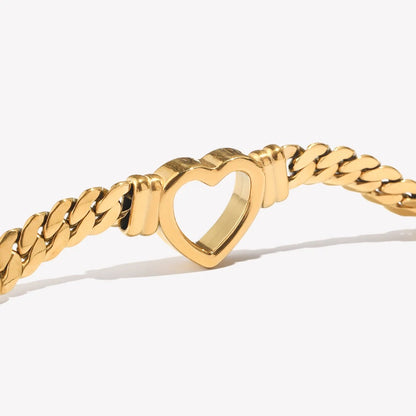 Cuban Chain Heart Bracelet