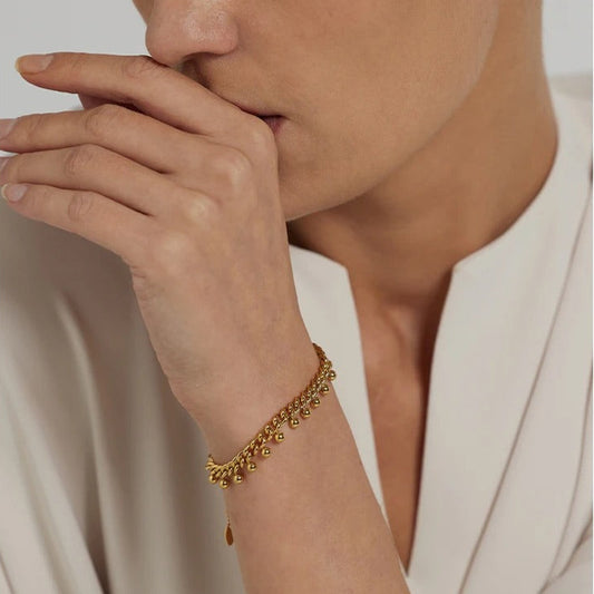 Cuban Chain Ball Bead Tassel Bracelet