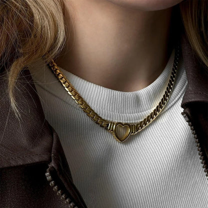Cuban Chain Heart Necklace