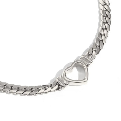 Cuban Chain Heart Bracelet