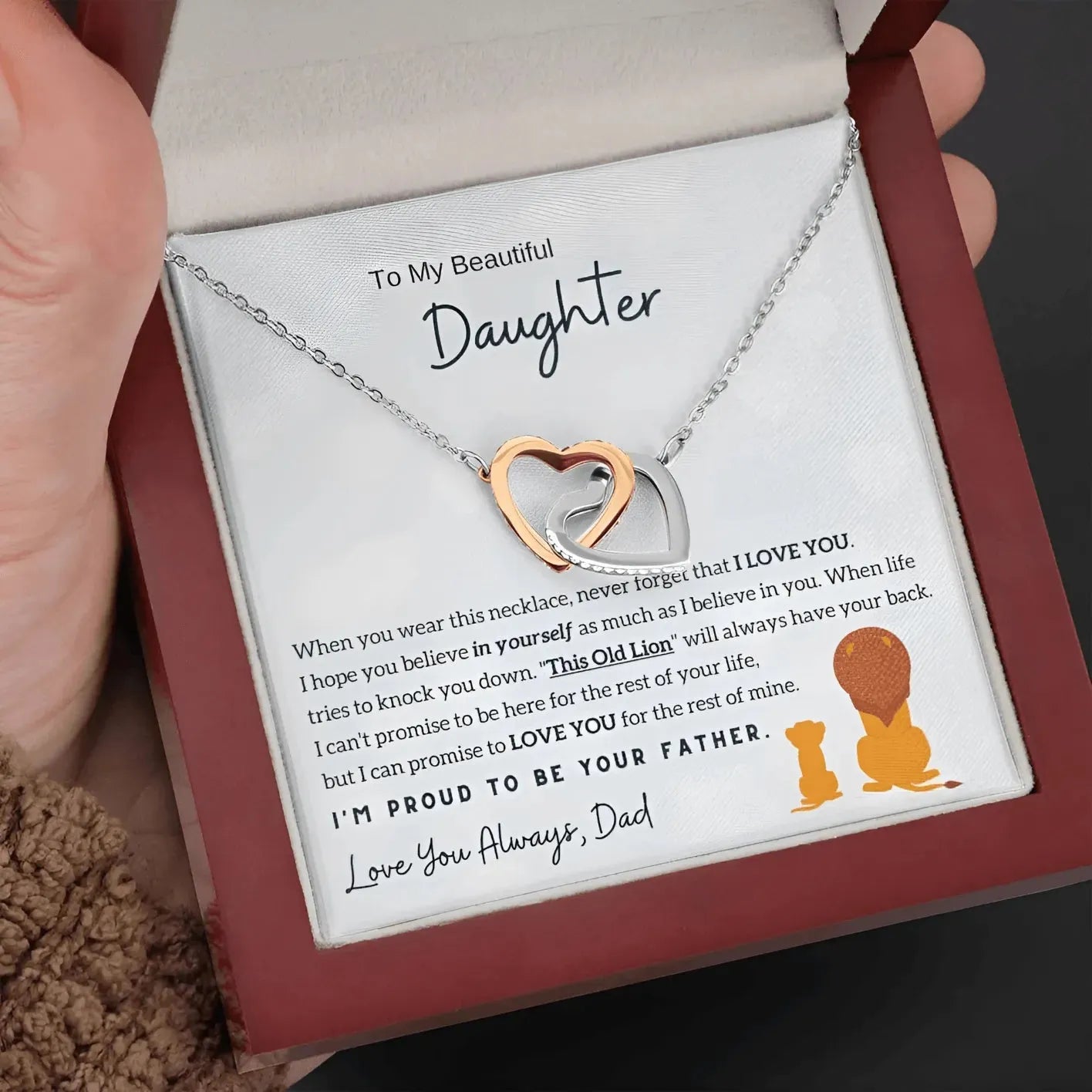 My Beautiful Daughter - Love You Always - Old Lion Necklace - Radiant Memories