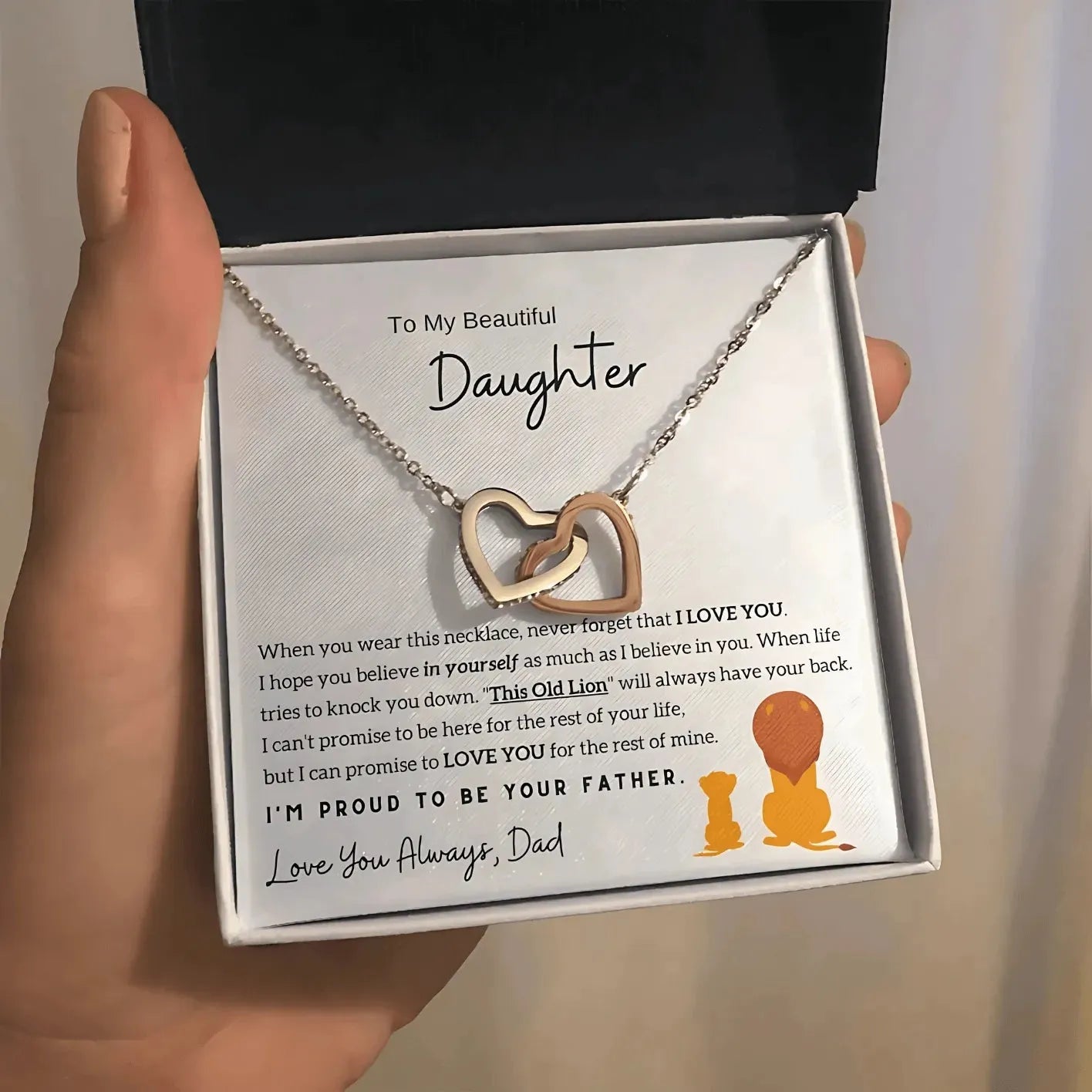 My Beautiful Daughter - Love You Always - Old Lion Necklace - Radiant Memories