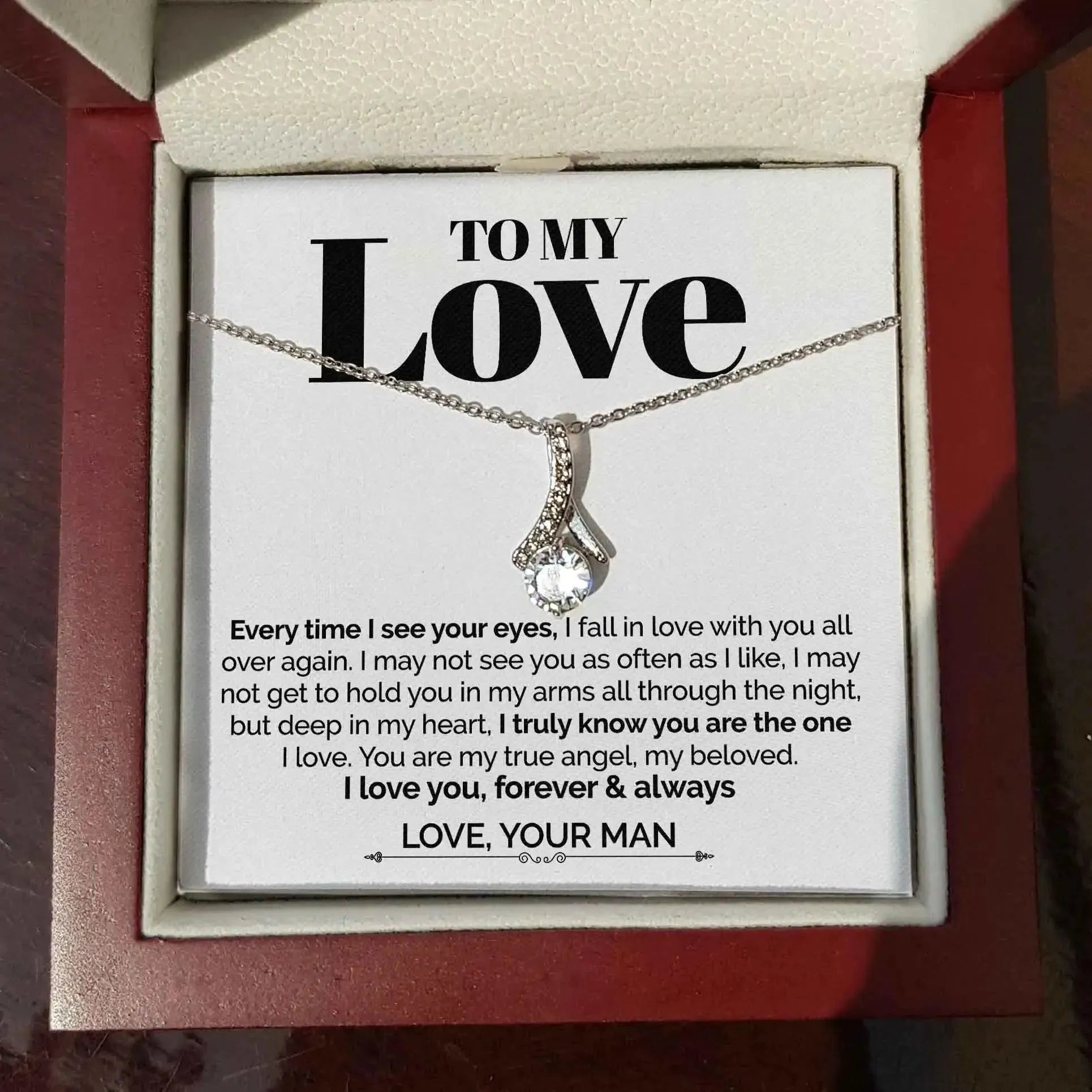 My Love - Everytime I see you, I Fall in Love All Over Again - Ribbon Necklace - Radiant Memories