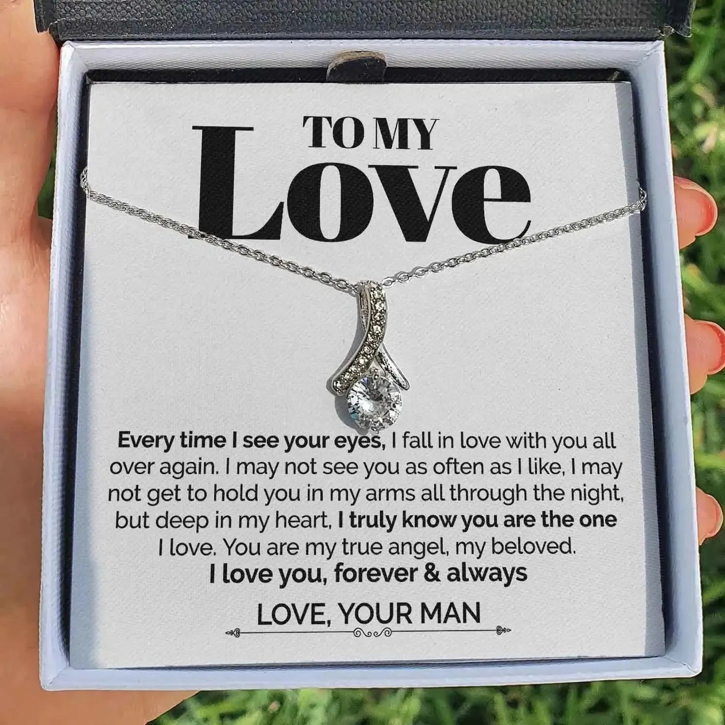 My Love - Everytime I see you, I Fall in Love All Over Again - Ribbon Necklace - Radiant Memories