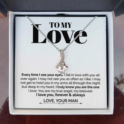 My Love - Everytime I see you, I Fall in Love All Over Again - Ribbon Necklace - Radiant Memories