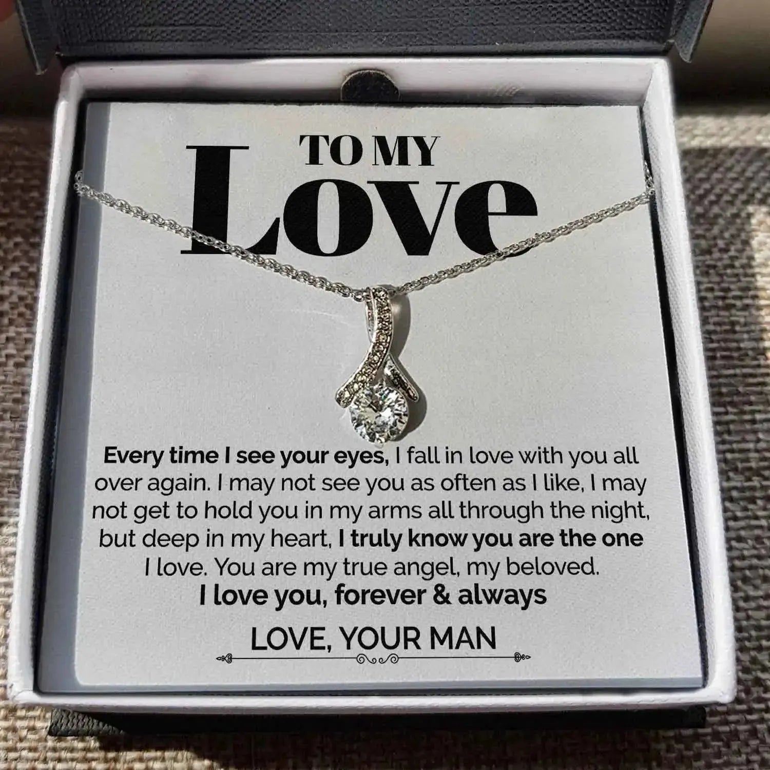 My Love - Everytime I see you, I Fall in Love All Over Again - Ribbon Necklace - Radiant Memories