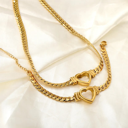 Cuban Chain Heart Bracelet