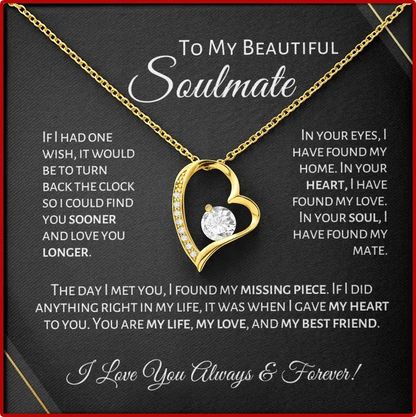 Soulmate - Eternal Rose Heart - Shaped Gift Box with Personal Card & Necklace - Radiant Memories