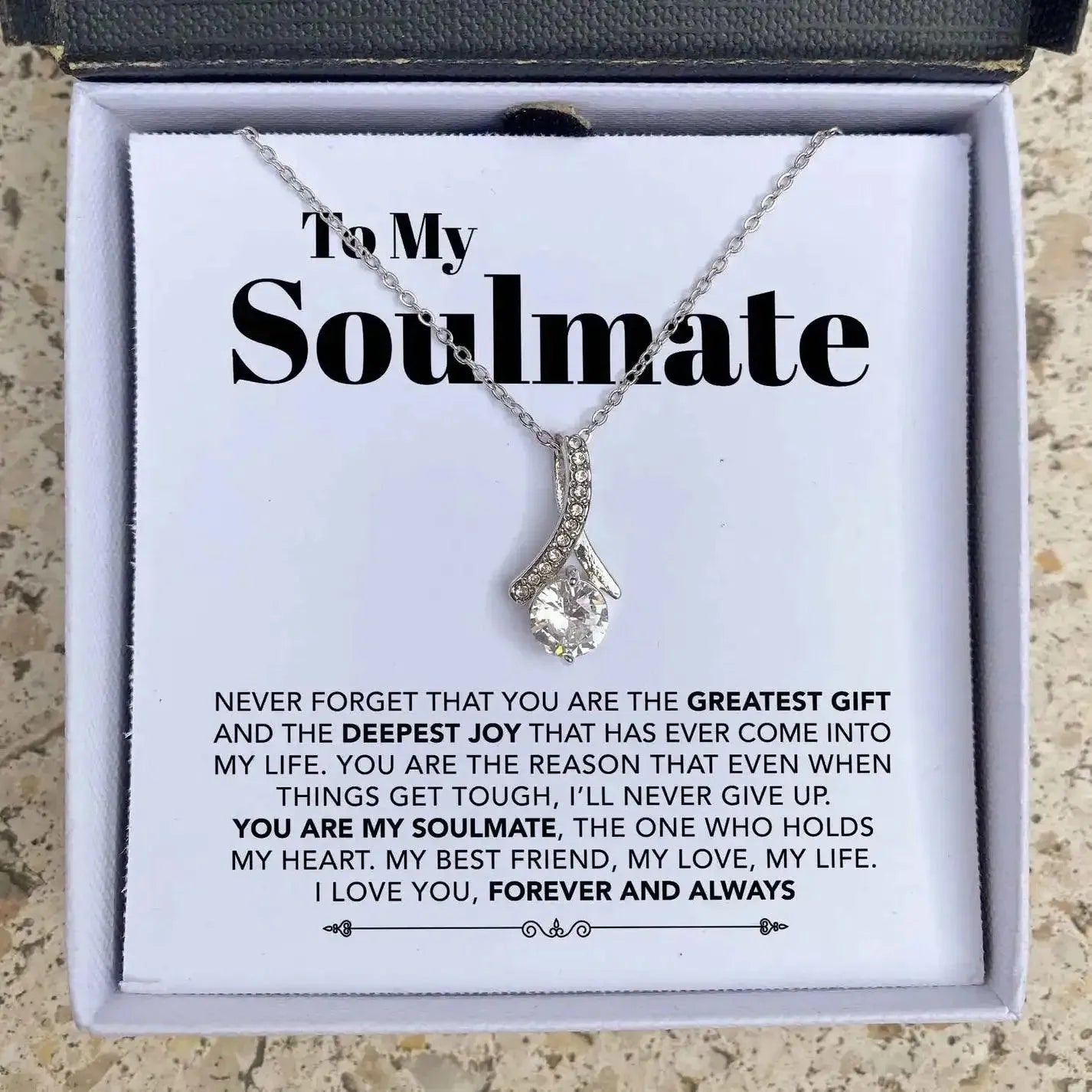 Soulmate - You are my Best Friend, My Love, My Life - Ribbon Necklace - Radiant Memories