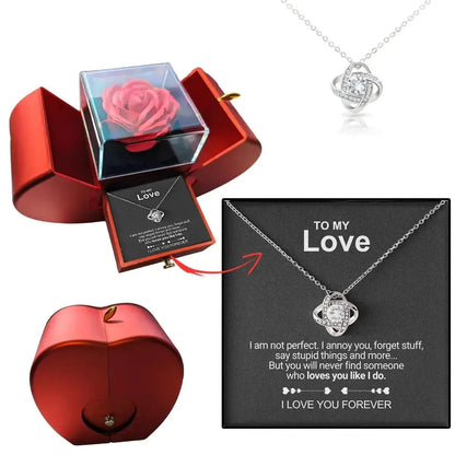 To My Love - Eternal Rose Heart - Shaped Gift Box with Personal Card & Necklace - Radiant Memories