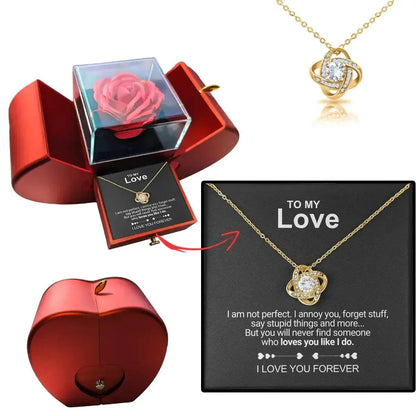 To My Love - Eternal Rose Heart - Shaped Gift Box with Personal Card & Necklace - Radiant Memories