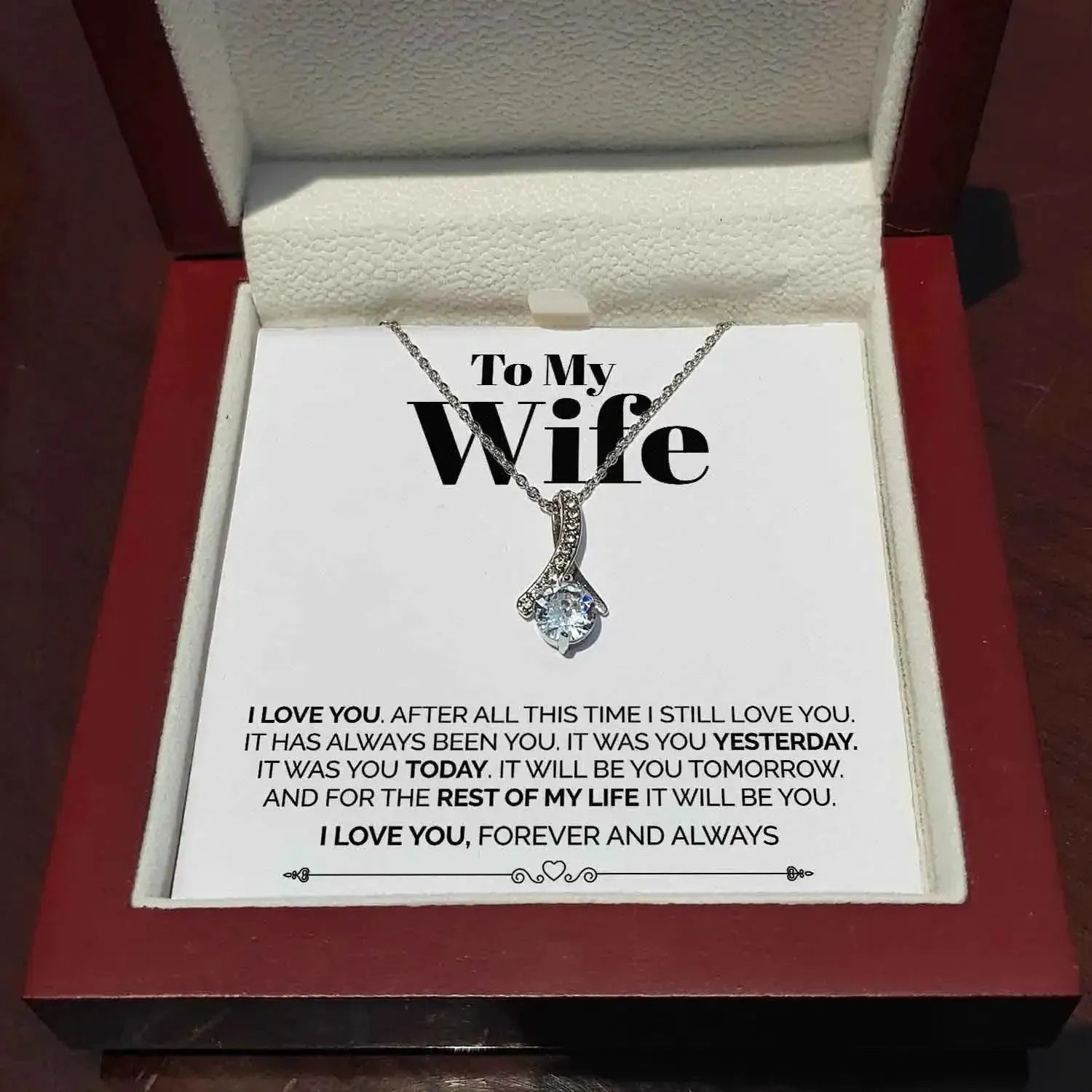 Wife - I love you Always & Forever - Ribbon Necklace - Radiant Memories